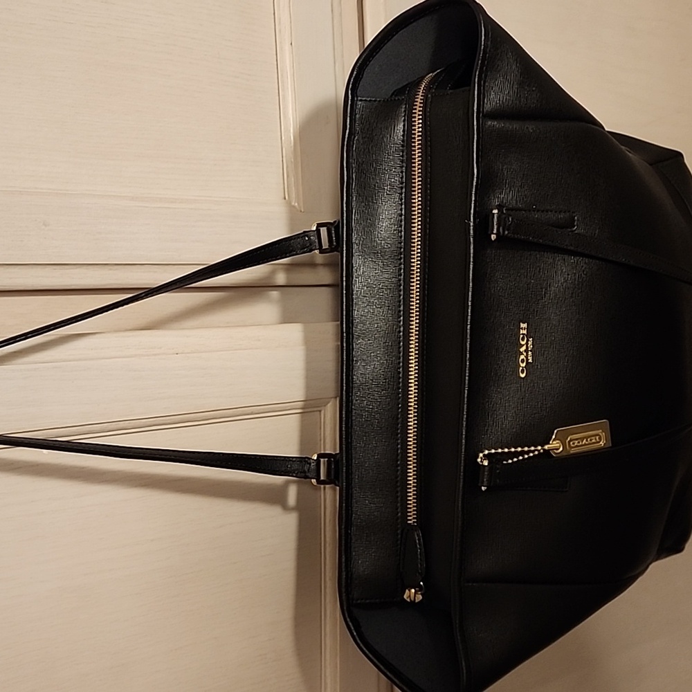 EUC Coach Saffiano Leather North South City Tote Bag- Black - Picture 8 of 14